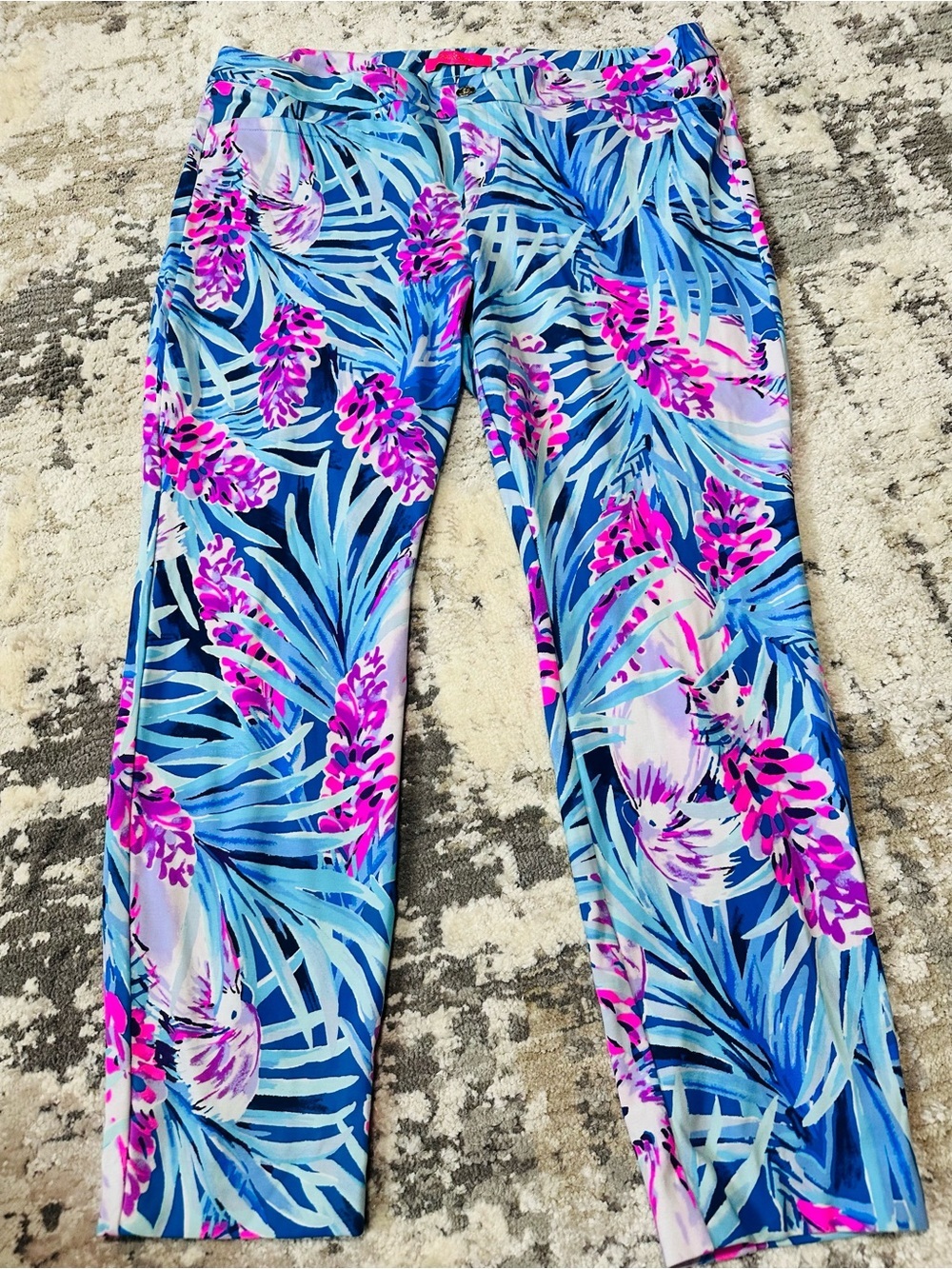 Lilly Pulitzer Blue & Pink Tropical Print Pants